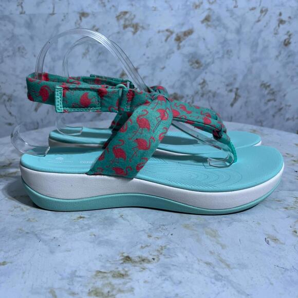 Clarks Shoes - Clarks Arla Nicole Women's Size 9.5 Wide Shoes Green Comfort Slingback Sandals